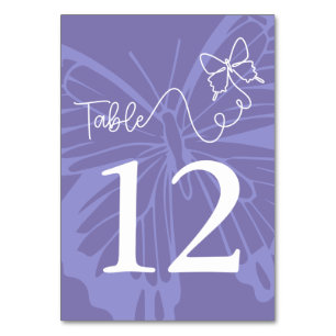 Numéro De Table Symbole de mariage Chic Purple Papillon