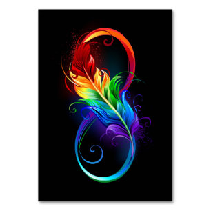 Numéro De Table Symbole d'infini avec plume arc-en-ciel