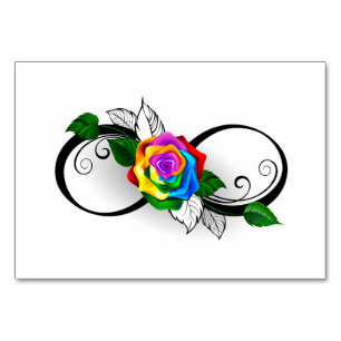 Numéro De Table Symbole d'infini avec rose arc-en-ciel
