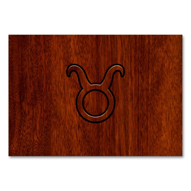 Numéro De Table Symbole Taurus Zodiac en Mahogany Style imprimé (Devant)