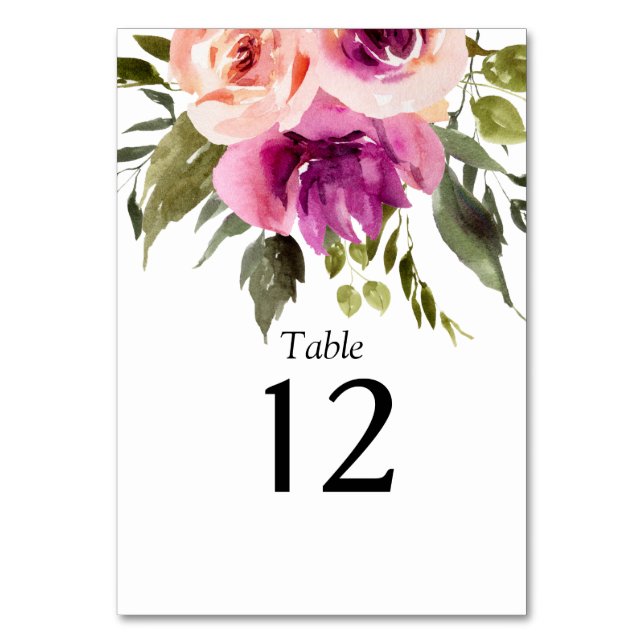 Numéro De Table Ta Modern Floral Ampersand Plum Rose Pêche & Noir (Par défaut)