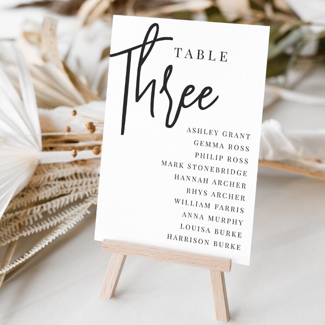 Numéro De Table Table à script manuel TROIS + Noms de l'invité (Créateur téléchargé)