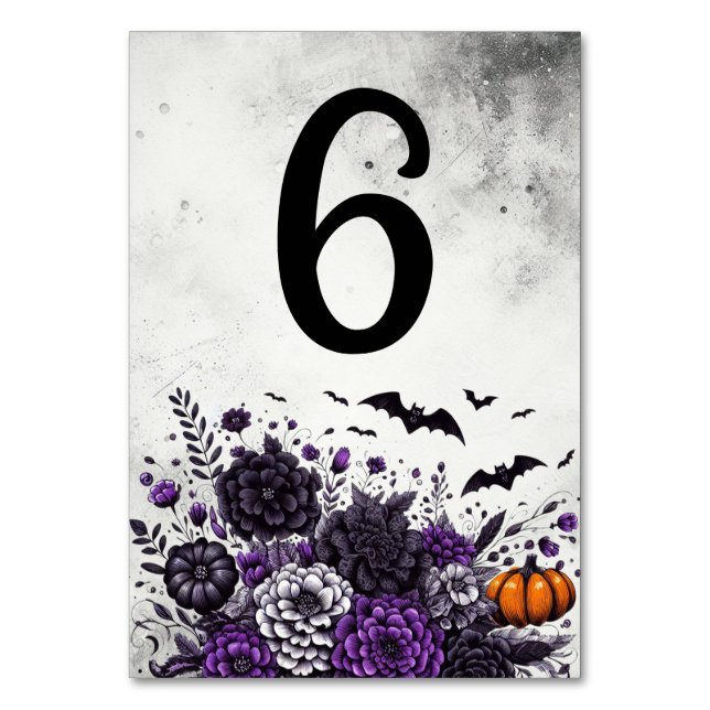 Numéro De Table Table Chauves-souris et Fleurs Numéro 6 (Par défaut)