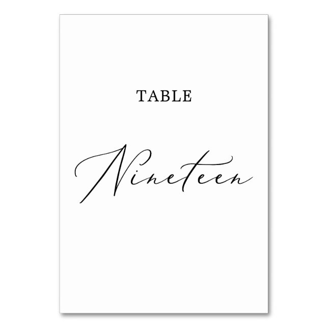 Numéro De Table Table de calligraphie noire délicate Dix-neuf (Par défaut)