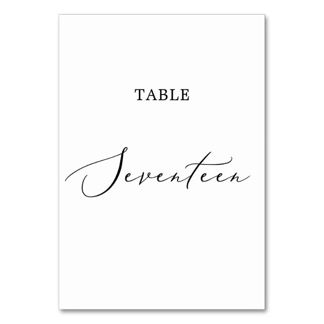 Numéro De Table Table de calligraphie noire délicate Dix-sept (Par défaut)
