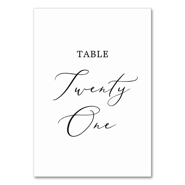 Numéro De Table Table de calligraphie noire délicate Vingt et un (Par défaut)