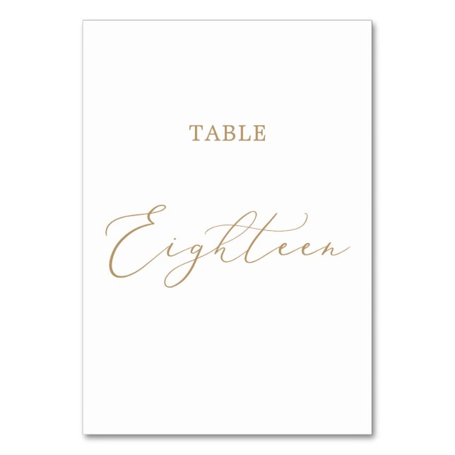 Numéro De Table Table de calligraphie Or Delicate Dix-huit (Par défaut)