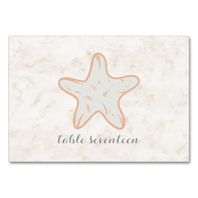 Numéro De Table Table de Mariage Orange Rustique Starfish (Devant)