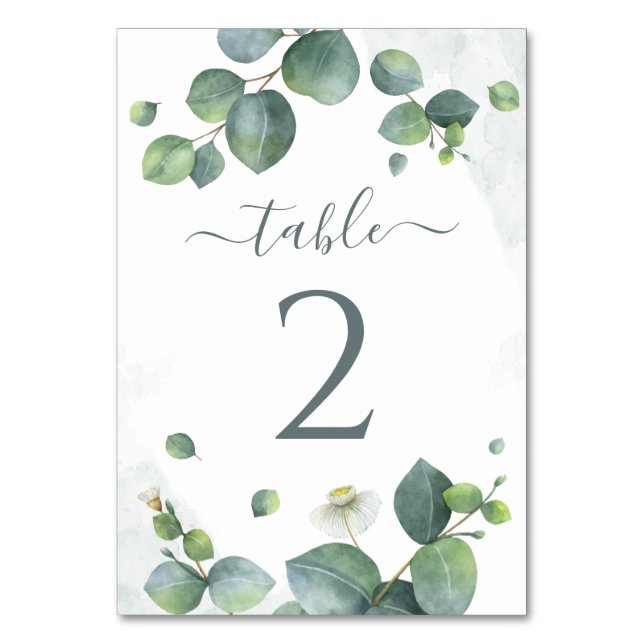 Numéro De Table Table de réception de mariage Eucalyptus Verdure A (Par défaut)