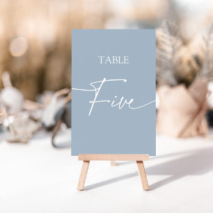 Numéro De Table Table élégante minimaliste bleu poussiéreux cinq