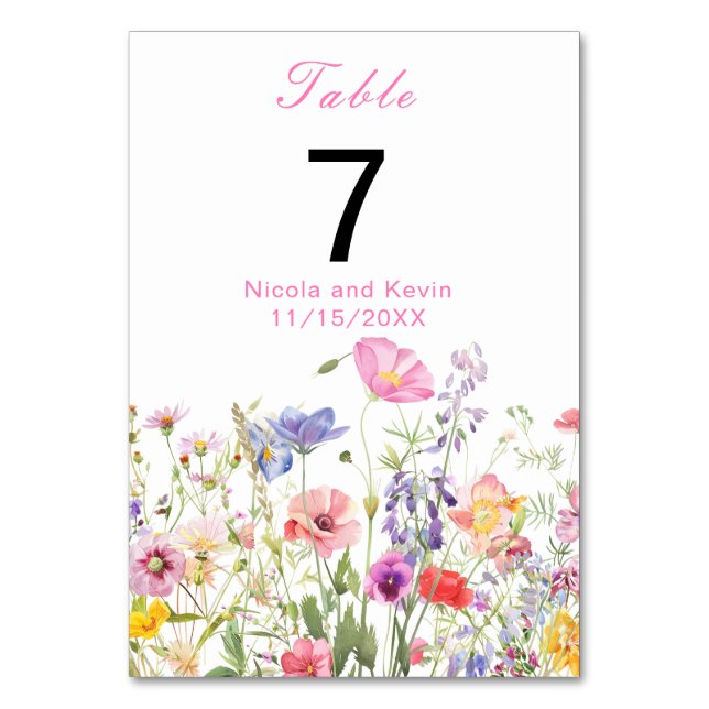 Numéro De Table Table florale de printemps fleur sauvage (Par défaut)