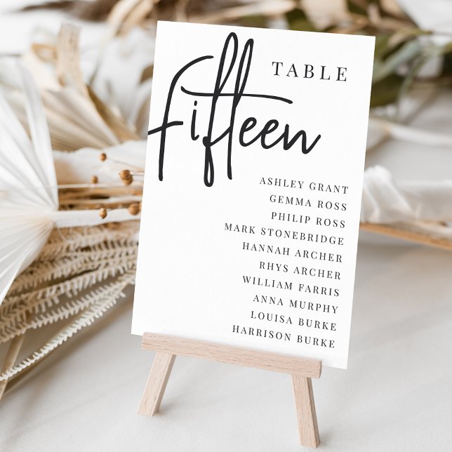 Numéro De Table Table manuscrite FIFTEEN + Noms des invités (Créateur téléchargé)
