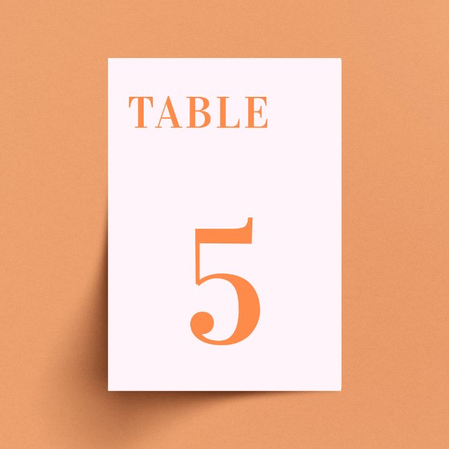 Numéro De Table Table Mariage Rose Orange Pêche Abricot Écrasé 7 (Créateur téléchargé)