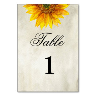 Numéro De Table Table numéro rustique. Mariage tournesol. Jaune