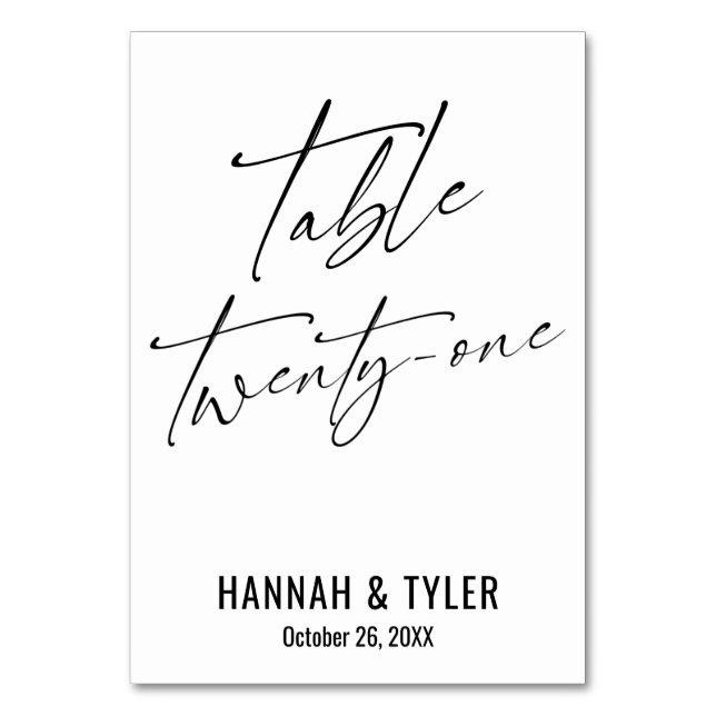 Numéro De Table Tableau 21 de la typographie élégante contemporain (Par défaut)