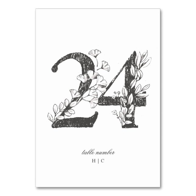 Numéro De Table Tableau 24 Beau Mariage floral à feuilles croisées (Par défaut)