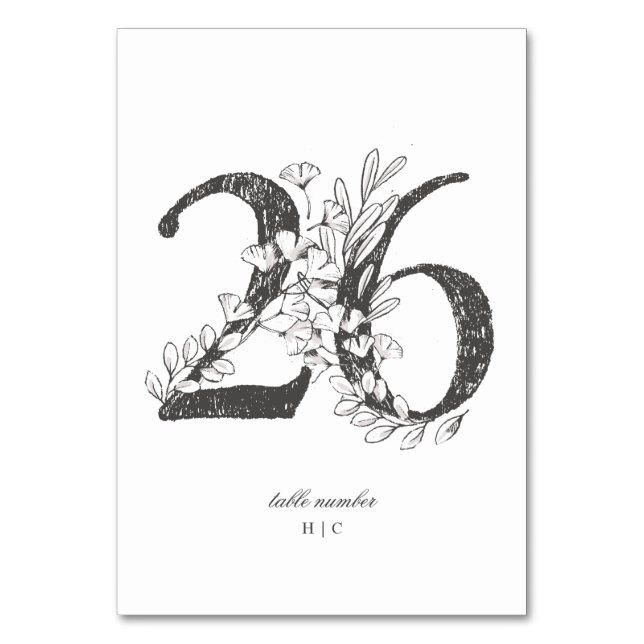 Numéro De Table Tableau 26 Beau Mariage floral à feuilles croisées (Par défaut)