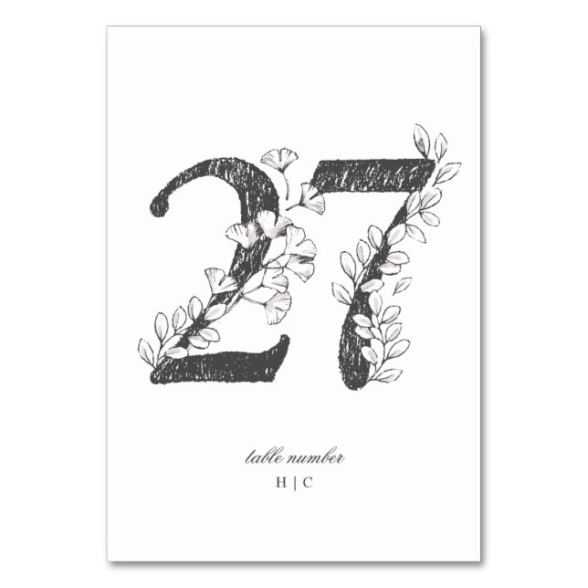 Numéro De Table Tableau 27 Beau Mariage floral à feuilles croisées (Par défaut)
