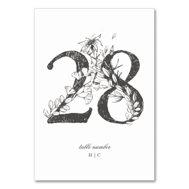Numéro De Table Tableau 28 Beau Mariage floral à feuilles croisées (Par défaut)
