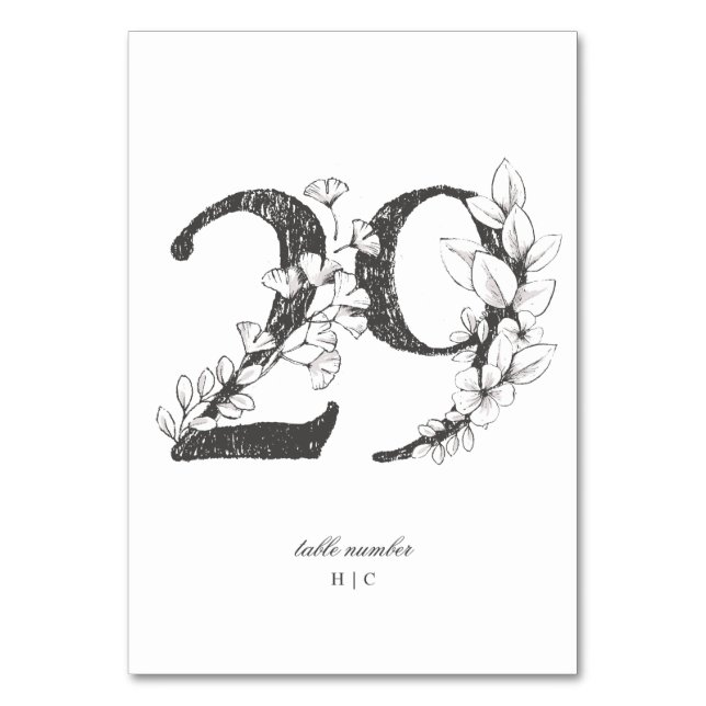 Numéro De Table Tableau 29 Beau Mariage floral à feuilles croisées (Par défaut)