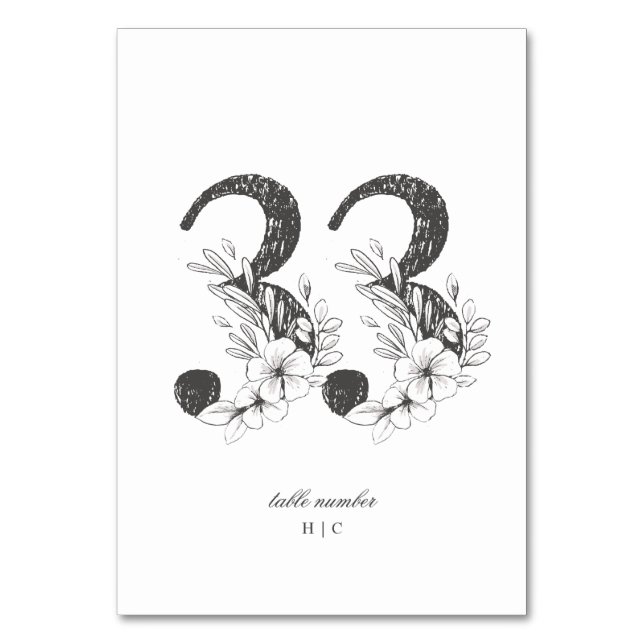 Numéro De Table Tableau 33 Beau Mariage floral à feuilles croisées (Par défaut)