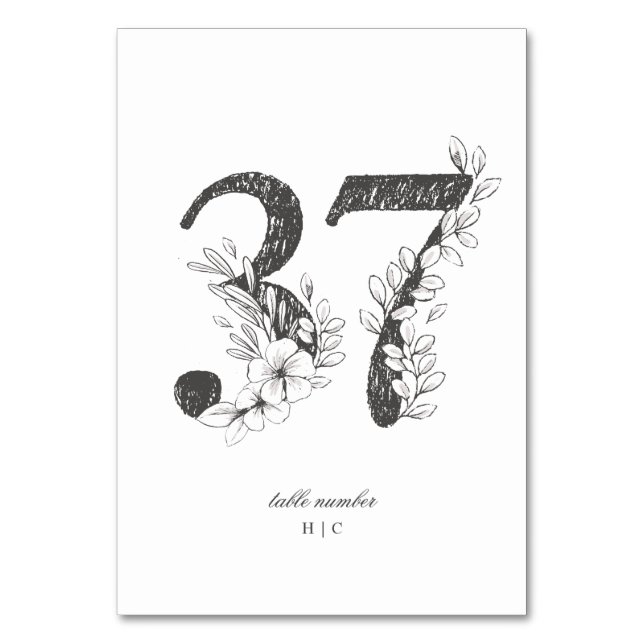 Numéro De Table Tableau 37 Beau Mariage floral à feuilles croisées (Par défaut)