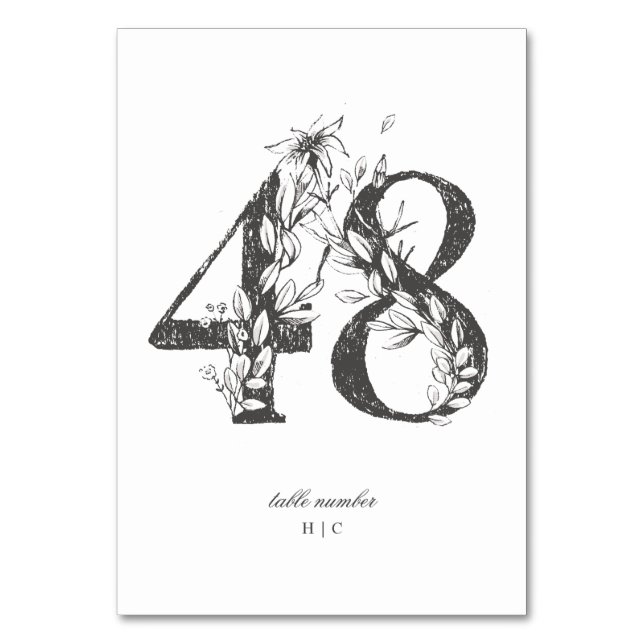 Numéro De Table Tableau 48 Beau Mariage floral à feuilles croisées (Par défaut)