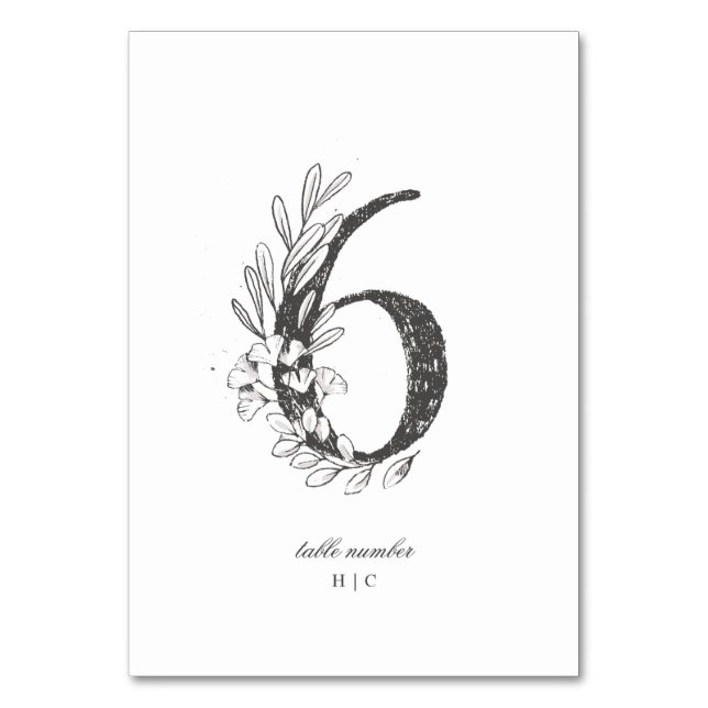 Numéro De Table Tableau 6 Beau Mariage floral croqué (Par défaut)
