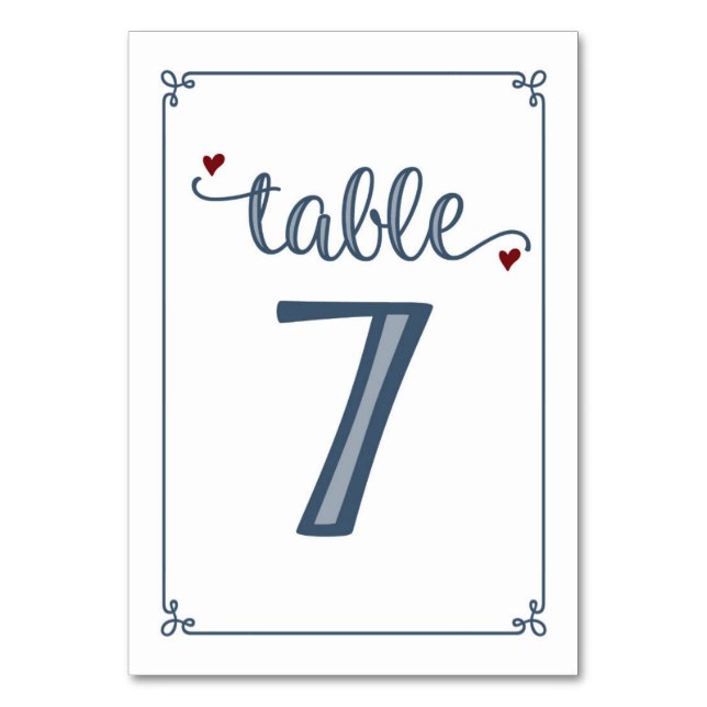 Numéro De Table "Tableau 7" Bleu foncé et rouge foncé (Par défaut)