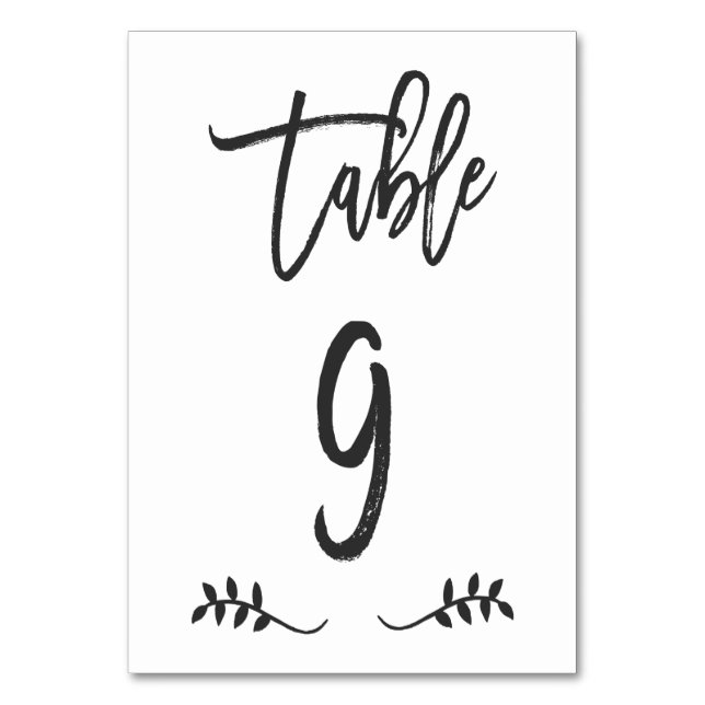 Numéro De Table Tableau 9 | Simple écriture noire brossé Laurel (Par défaut)