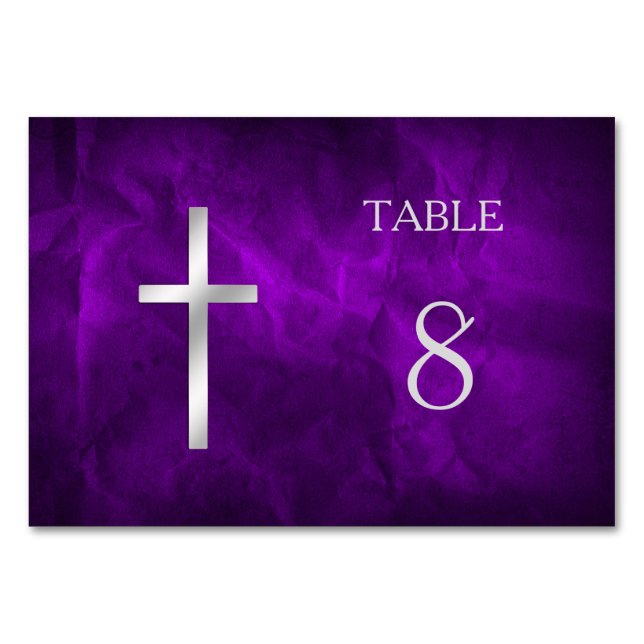 Numéro De Table Tableau croisé chrétien en argent violet (Devant)