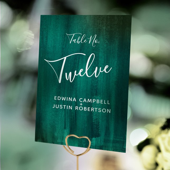 Numéro De Table Tableau d'art moderne abstrait vert numéro écrit (Créateur téléchargé)