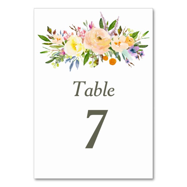 Numéro De Table Tableau de l'aquarelle florale et du Willow (Par défaut)