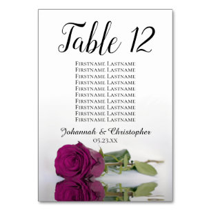 Numéro De Table Tableau de mariage élégant Cassis ou Baie Rose