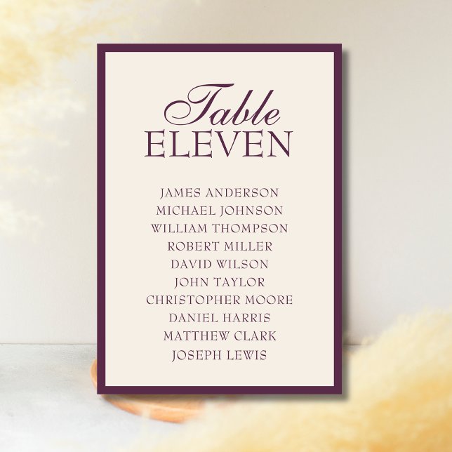 Numéro De Table Tableau de placement de mariage Deep Plum Old Mone (Créateur téléchargé)