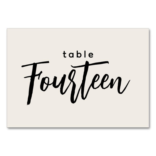 Numéro De Table Tableau de script moderne 14 Quatorze Mariage blan (Devant)