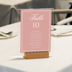Numéro De Table Tableau de Sièges de Mariage Classique Rose Poussi