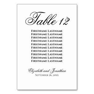 Numéro De Table Tableau de sièges Mariage simple Élégance