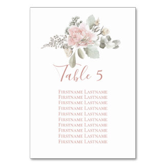 Numéro De Table Tableau de sièges rose mariage floral rose roux