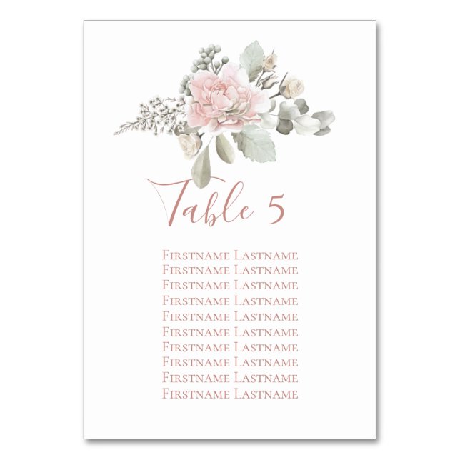 Numéro De Table Tableau de sièges rose mariage floral rose roux (Par défaut)