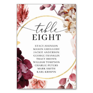 Numéro De Table Tableau des numéros de mariage