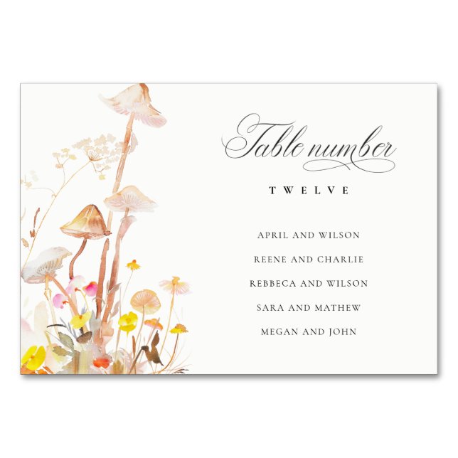 Numéro De Table Tableau des sièges Mariages d'automne du champigno (Devant)