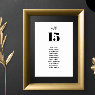Numéro De Table Tableau minimaliste moderne noir et blanc