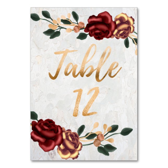 Numéro De Table Tableau Numéro 12 - Élégante Rose rouge avec détai (Par défaut)