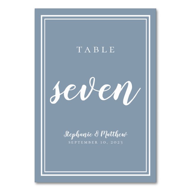 Numéro De Table Tableau numéro sept | Dusty Blue Wedding Réception (Par défaut)