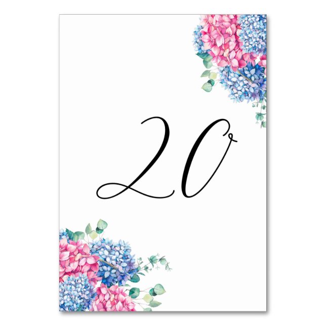 Numéro De Table Tableaux 20 aquarelle Hortensias roses et bleus (Par défaut)