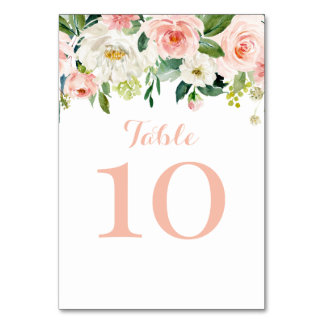 Numéro De Table Tarjeta De Mesa Floral watercolor pink table numbe