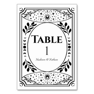 Numéro De Table Tarot Vintage Noir & Blanc Mariage Gothique
