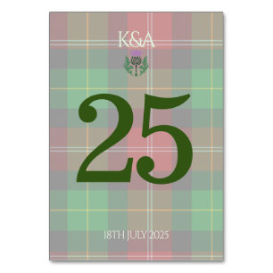 Numéro De Table Tartan écossais traditionnel et chardon écossais