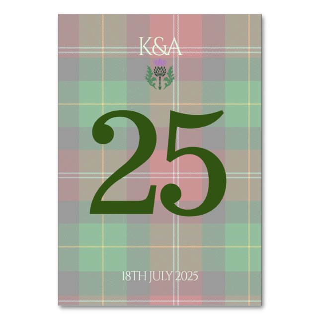 Numéro De Table Tartan écossais traditionnel et chardon écossais (Par défaut)